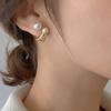 Korean metallic pearl stud earrings C-shaped design earrings temperament simple temperament earrings