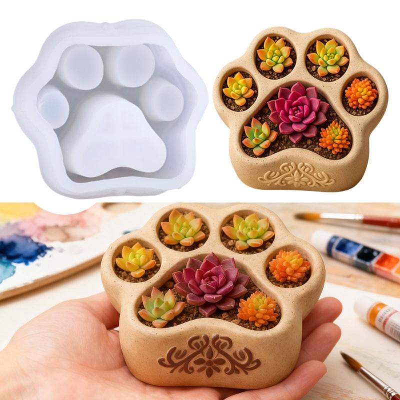 Multi Purpose Silicone Mold for Creating Cats Paw Decorations Including Candle Holders Candy Dishes Home Decors