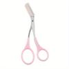 2pcs Random Color Eyebrow Trimming Scissors with Built-In Comb - Stainless Steel, Precision Grooming Tool for Perfect Brows