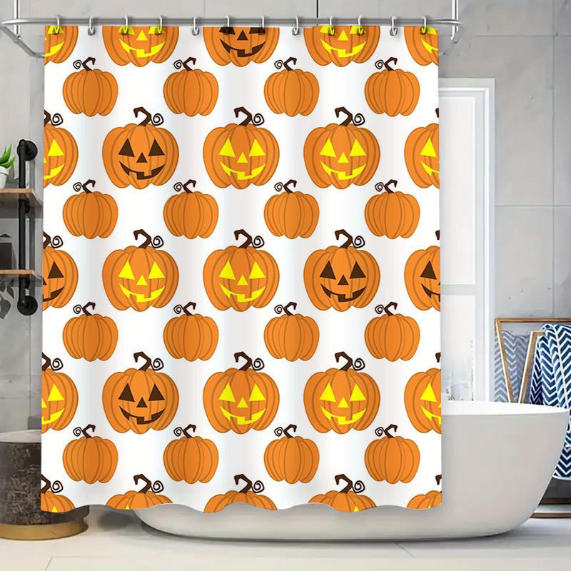 

Halloween Pumpkin Shower Curtain Waterproof Print Room Decorative Liner Decor For Bathroom Orange Yellow W60H190(CM)-1 Pcs