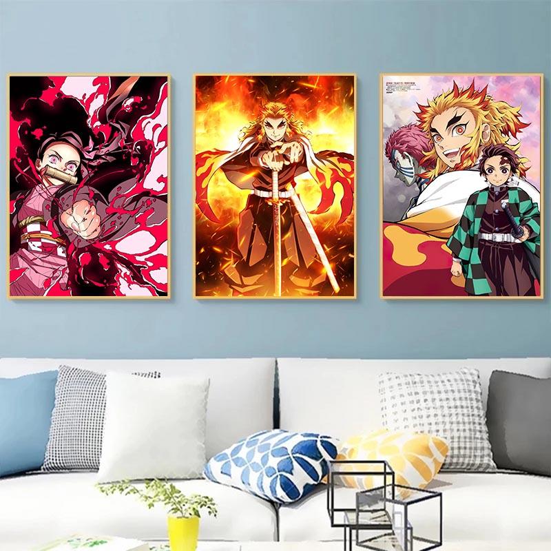 Demon Killer Poster Kimetsu No Yaiba Japanese Anime Pictures Modern