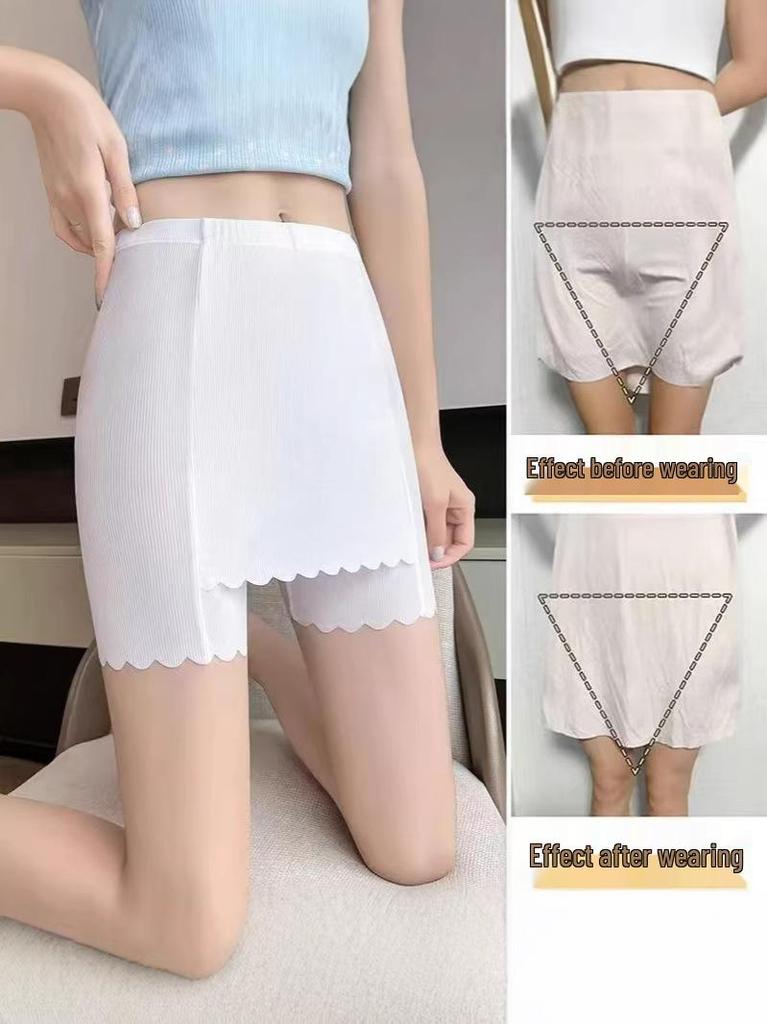Pantaloni de siguranță pentru femei din mătase de gheață: Colanți Fără Cusături, Pregătiți pentru Vară, Anti-Expunere, cu Funcție de Strângere Abdominală