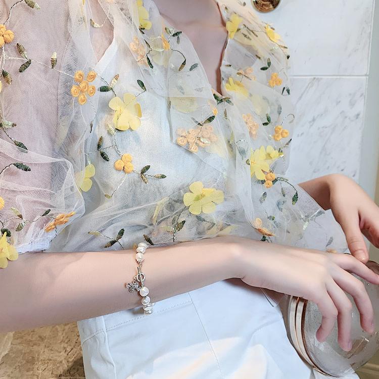 

Браслет в стиле барокко с пресноводным жемчугом и микроинкрустацией цирконом Маленькая пчелка Браслет холодный ветер INS Модный простой женский браслет на ручке