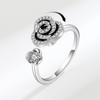 Rotatable Rose Flower Open Ring For Women Durable Adjustable Finger Band Fashion Jewelry Accessory Gift
