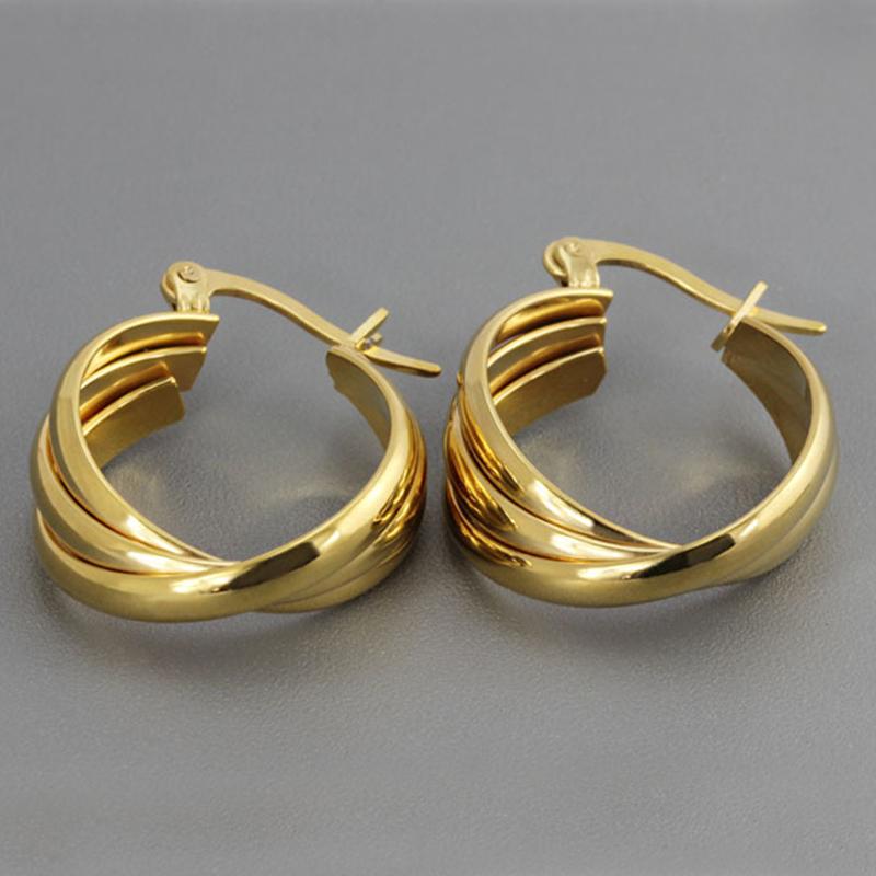 Unique Hoop Earring for Women Gold-Color 316l Stainless Steel Female Rock Jewelry