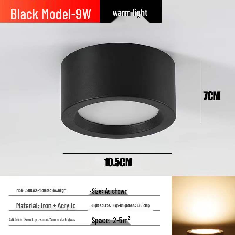 

Round Surface Mounted Downlight for Living Room, Bedroom, Entrance, or Corridor Ceiling Spotlight