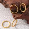 18k Gold-Plated Stainless Steel Round Bead Ring - European and American Luxury Fashion Jewelry