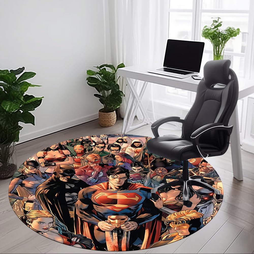 1pc Superheroes Justice Office Round Area Rug, Under Office Chairs Bedroom Living Room Home Decor, Room Deco, Available in Various Sizes