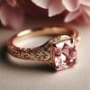 Aesthetic Inlaid Pink CZ Women's Ring Trendy Gold Color Hand Carving Daily Wear Party Jewelry Anniversary Gift
