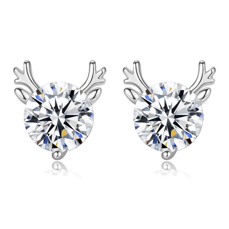 Antler Stud Earrings: S925 Sterling Silver, Sweet Mori Style, Korean Minimalist, Perfect for Christmas.