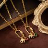 18K Gold-Plated Zirconia Elephant Pendant Necklace, Stainless Steel, Constellation Design, European/American Style, Durable Color Retention.