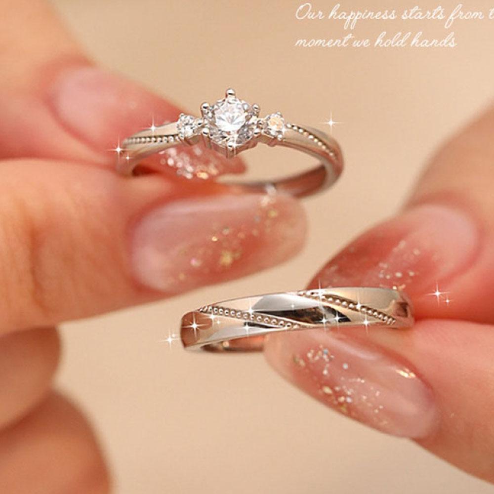 1 Pair Twist Copper Plated Platinum Resizeable Couple Rings Men Women Adjustable Overlap Opening Finger Jewelry