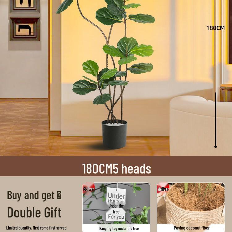 Large Potted Fiddle-Leaf Fig: Luxury Faux Green Plant for Living Room Decor