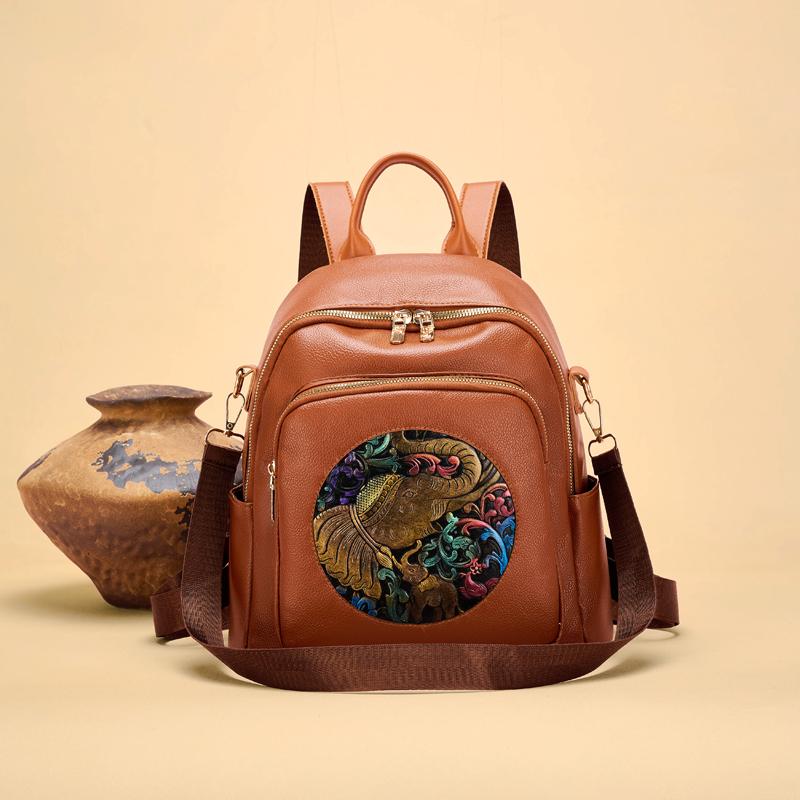 Damski plecak podróżny z nadrukiem PU, duża pojemność, wielofunkcyjny, na ramię, crossbody