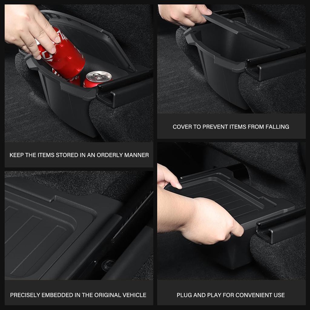 Rear Center Console Floor Storage Box For Tesla Model Y Juniper 2025 2026 Rear Center Console Organizer - 2Nd Row Seat Organizer Bin For Model Y