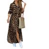Damen Neue Europäische Und Amerikanische Frühling Und Herbst Lässig Leopardendruck Mode Schlitz Super Lang Damenbekleidung Hemdbluse
