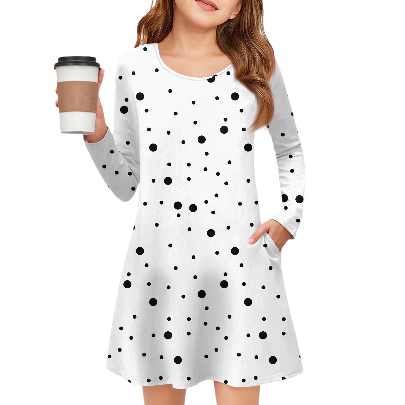 

Платье с длинным рукавом для девочек - Платье с цветными карманами 110 белый