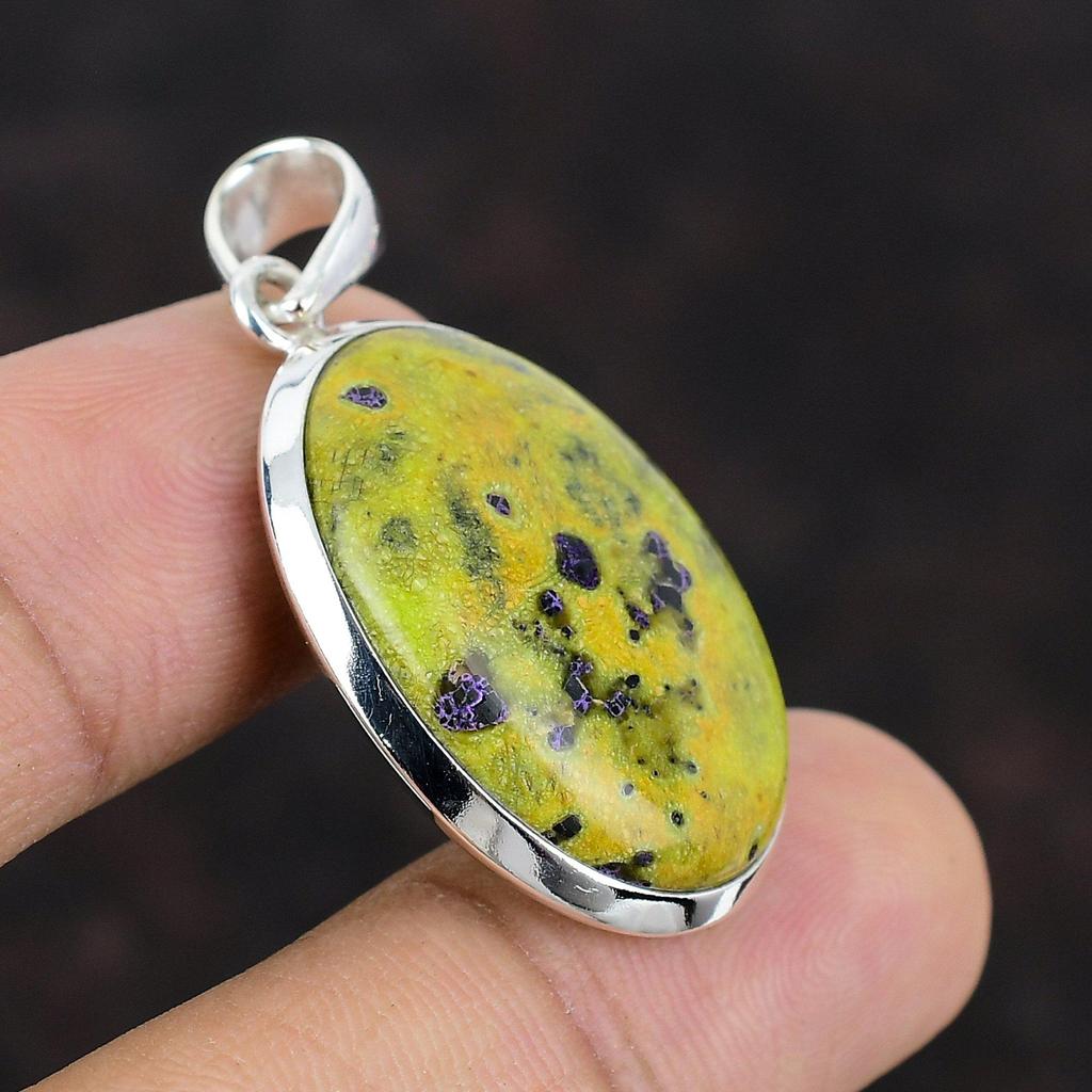 Stichtite hänge äkta ädelsten smycken 925 sterling silver hänge Handgjorda hänge Designer smycken present till vän Stichtite smycken