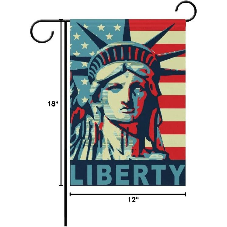 MOYYO American Flag Statue of Liberty Garden Flag 12 X 18 Inch Yard Garden Flag Double Sided Decorative Flag for Patio Lawn Outdoor Home Decor
