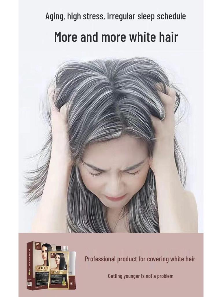 Plant-Based Hair Dye Cream: Non-Staining, Gray Hair Coverage, Home Use, 500ml (Pack of 2)