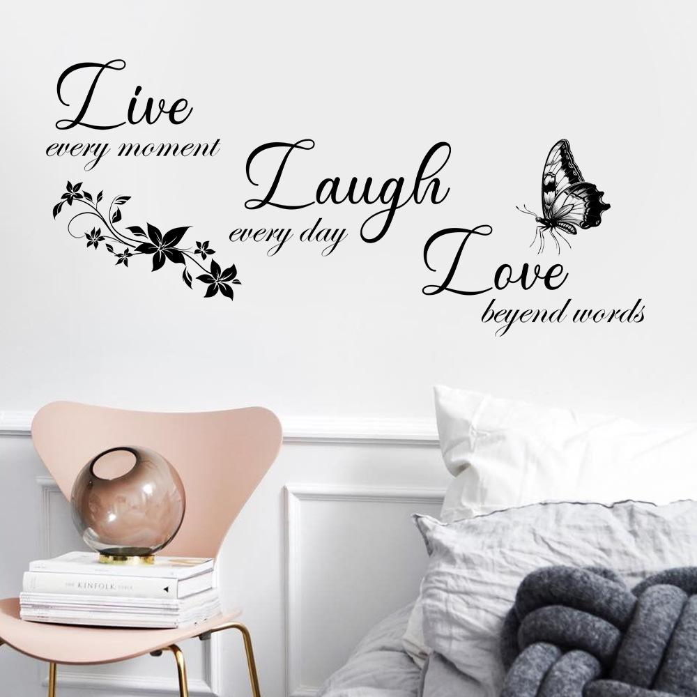 WZ9044 English Slogan LIVE LAUGH LOVE Bedroom Living Room Home Wall Decoration Wall Sticker