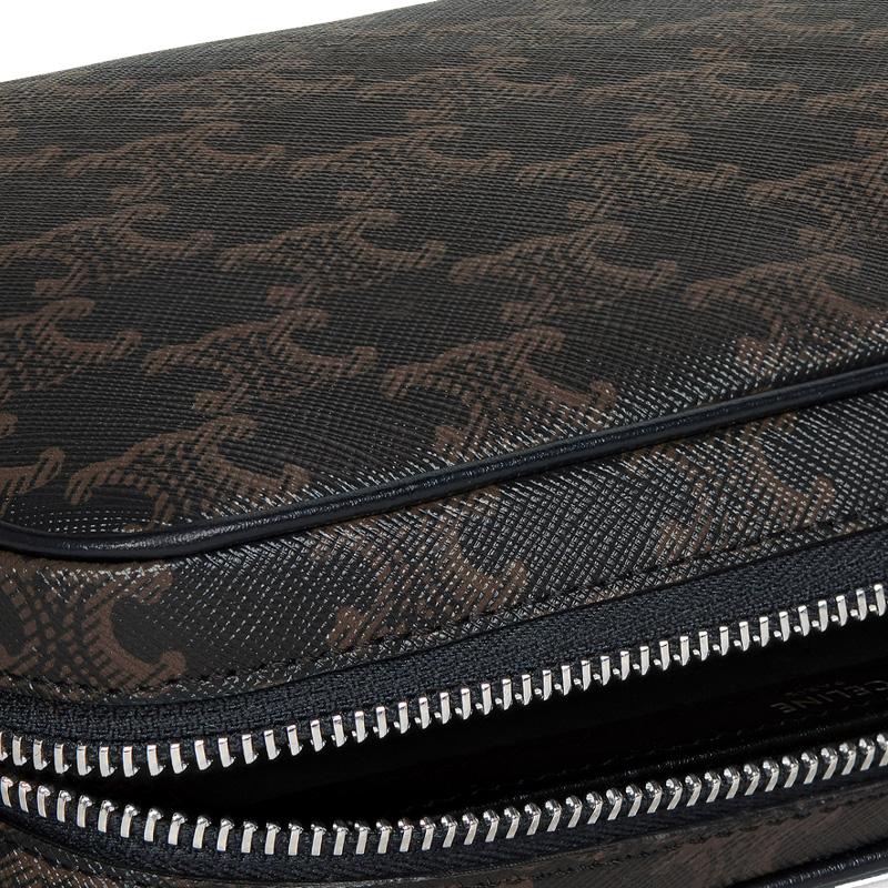 Celine Triomphe Monogram Reißverschluss Kamera Tasche Herren Umhängetasche Schwarz 197202DND-38OS