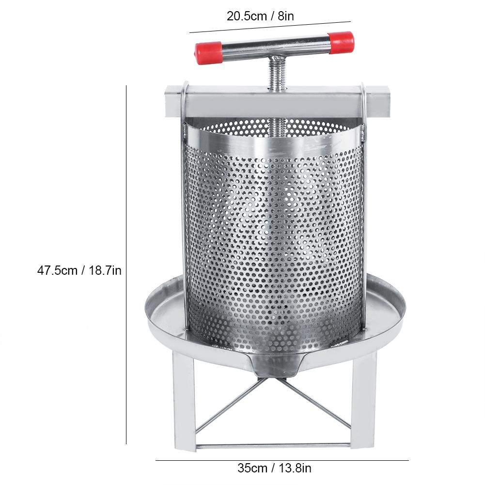 Stainless Steel Household Manual Honey Presser Wax Press Beekeeping Tool with Filter