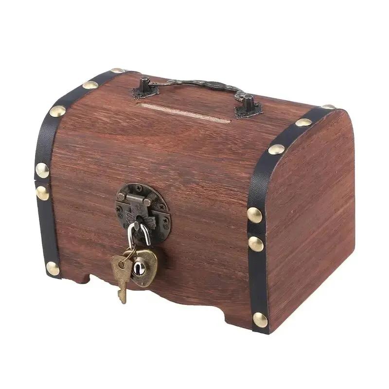Cofanetto del Tesoro con Serratura Scatola Portaoggetti del Tesoro Vintage Salvadanaio Organizzatore Scatola di Risparmio Custodia con Serratura per Casa Decorazione Retrò