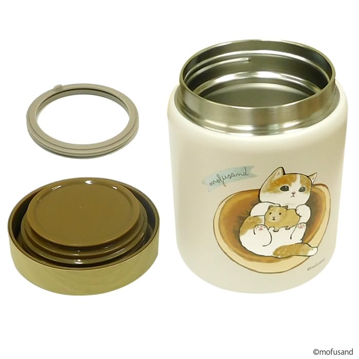 Mofusand Double Vacuum Stainless Steel Soup Pot 400ml [Pancake Nyan] Lunch Jar Thermal Insulation for Commuting To School or Cute Cat 53-2158