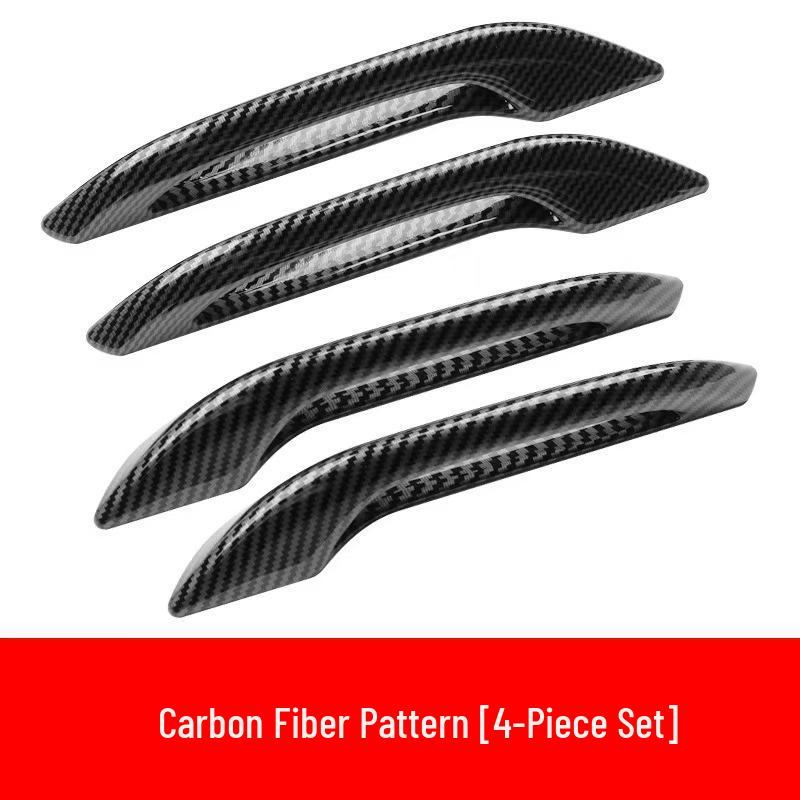 Tesla Model 3/Y Door Handle Carbon Fiber Protectors - Bright Black, Anti-slip