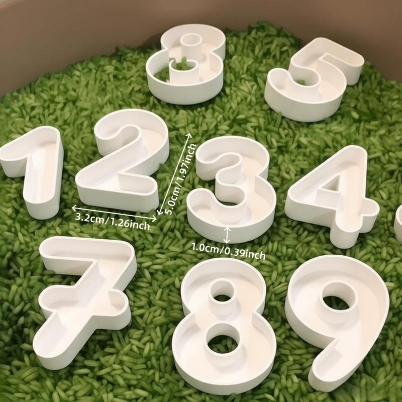 10pcs Heavy-Duty Plastic Number Theme Stamps, 0-9 Number Pattern, Suitable for Ceramic Clay, Pottery, Slab Rolling And Crafts