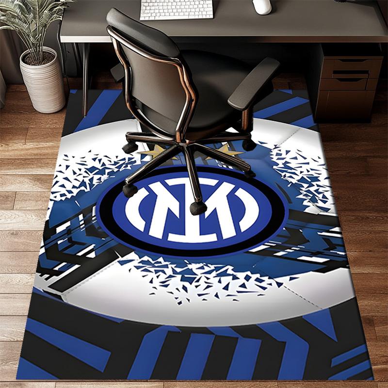Inter FC Crest Printed Office Carpet Chair Cushion  Entryway Rug, Rugs for Living Room, Bedroom Christmas gifts