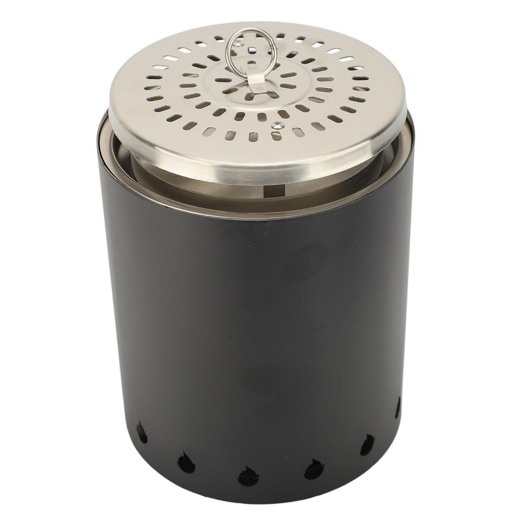 Windproof Wood Stove Outdoor Tabletop Fire Pit with Stand for Backpacking Hiking Traveling Black