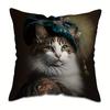 1pc Adorable Cat Print Pillowcase - 17, 7x17, 7 Inch, Cozy French Style, Machine Washable, Zippered Closure, 100% Polyester,Single-Sided Digital Print
