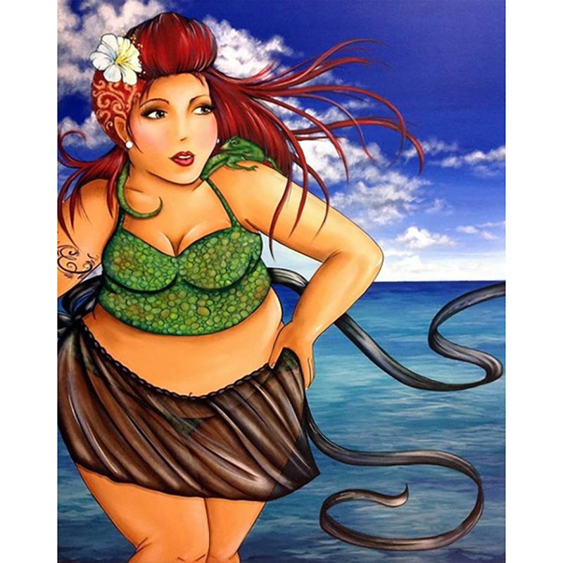 New Arrival 5D Diamond Painting Fat Ladies Cross Stitch Sexy Women Painting Full Round Diamond Needlework Handmad Gift