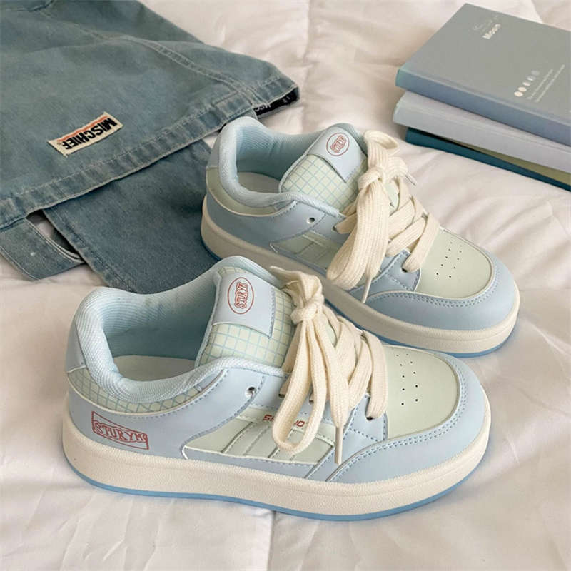 Milk blue niche casual board shoes women's ins trend versatile casual sports student little white shoes platform bread shoes