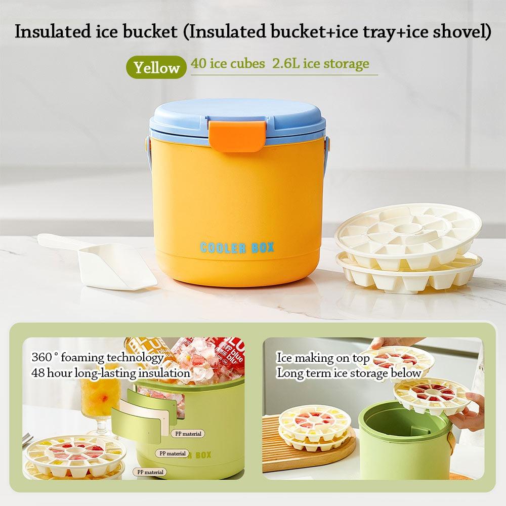 

with 2 ice grids Ice Cube Container Press Type Beer Barrel Portable Ice Bucket помаранчевий