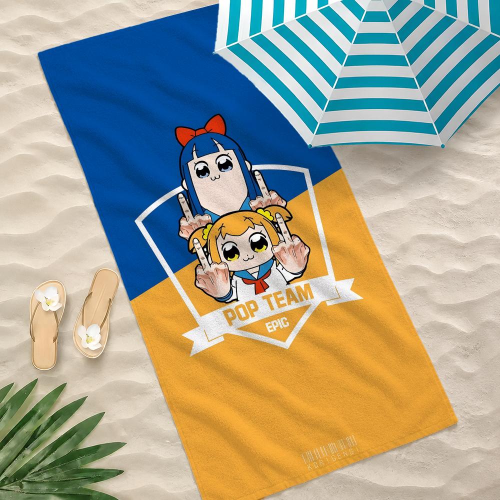 Anime Pop Team Epic Towel Microfiber Beach Towel Quick Dry Absorbent Soft for Swimming Yoga Resort Travel Camping