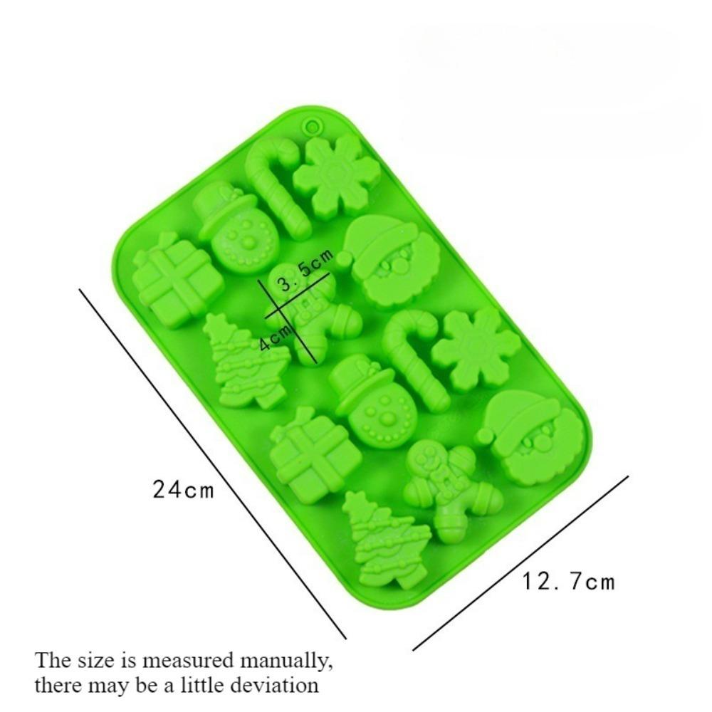 Jul Silikon Bakeform Pepperkake Julenissen Snøkrystall Godteriform Sjokolade Gelé Håndlaget Såpe Lys, Rød/Grønn