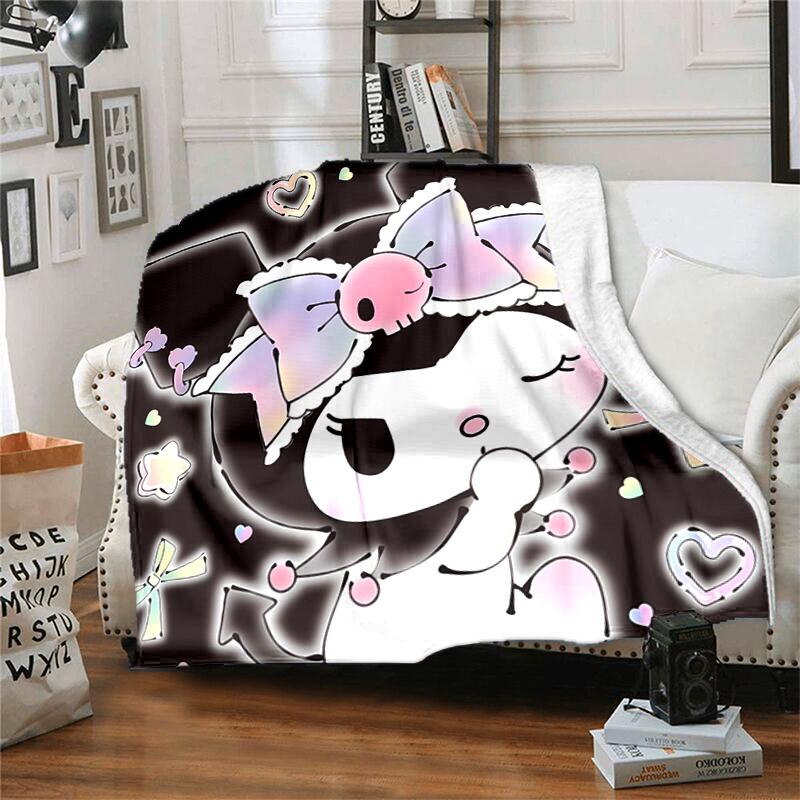 1pc Blanket Sanrio Kuromi2 Print Design, Lightweight Blanket for Sofa, Bed- Soft &Warm, Gift for All Seasons Like Christmas, Halloween