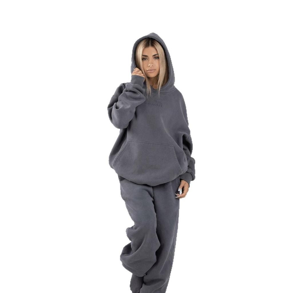 Women's 2-Piece Hoodie Set, Embroidery Sweatshirt and Jogger Pants, Cozy Loungewear