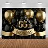 Sfondo per 55° Compleanno Forniture Palloncini Nero Oro 55 Anni Sfondo Decorazione Festa Scintillante Oggetti di Scena per Servizio Fotografico