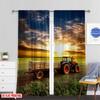 Set Of 2 Flat Printingfield Sunset Tractor Western Country Farm Scene Iving Room Bedroom College Dorm Office Curtain Polyester Ideal For