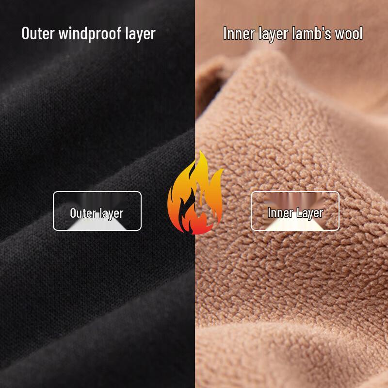 Yiershuang Men's 3-Layer Thickened Duck Down & Lamb Fleece Thermal Pants