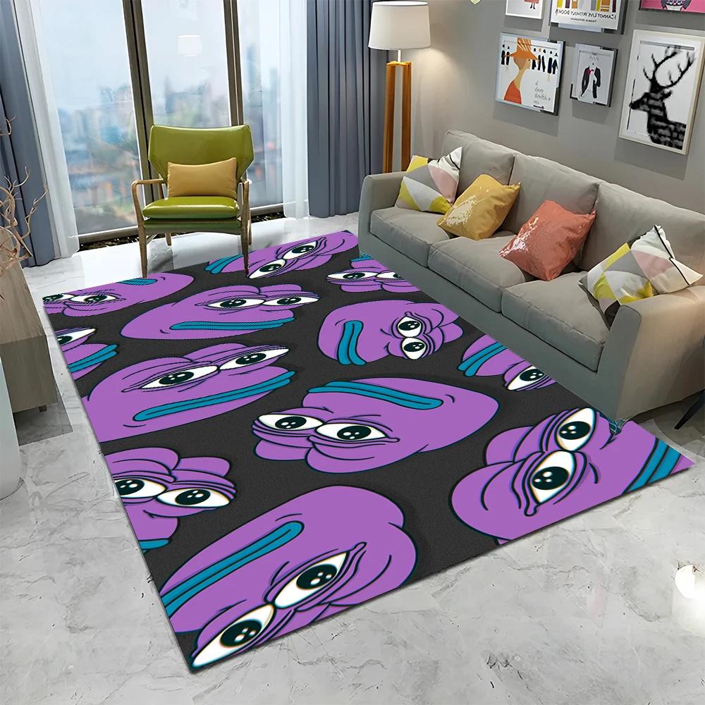 3D Pepe The Frog Face Cartoon Carpet Rug for Home Living Room Bedroom Sofa Doormat Decor,kids Play Area Rug Non-slip Floor Mat