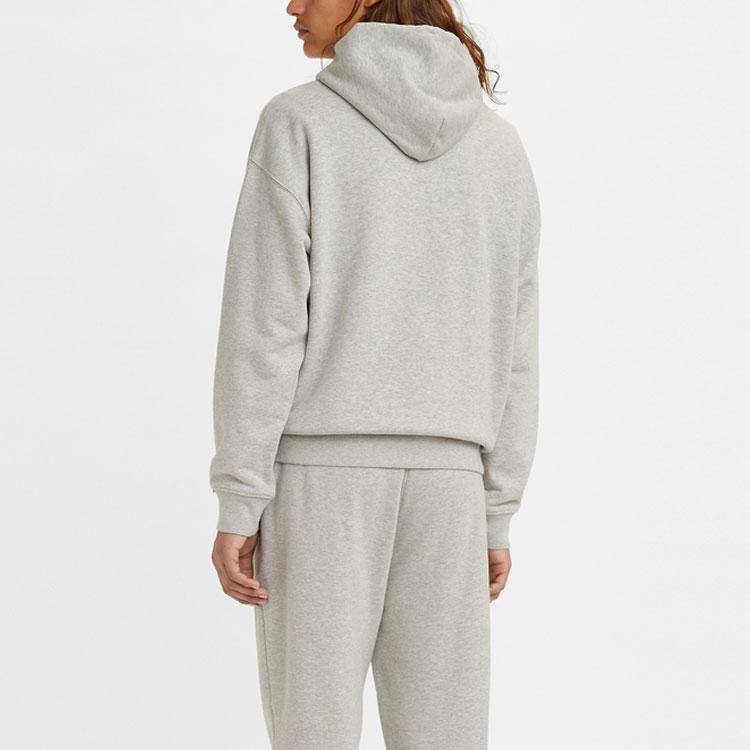 Levis Hooded Drawstring Embroidered Sweatshirt Men Sweatshirts Gray A0747-0007