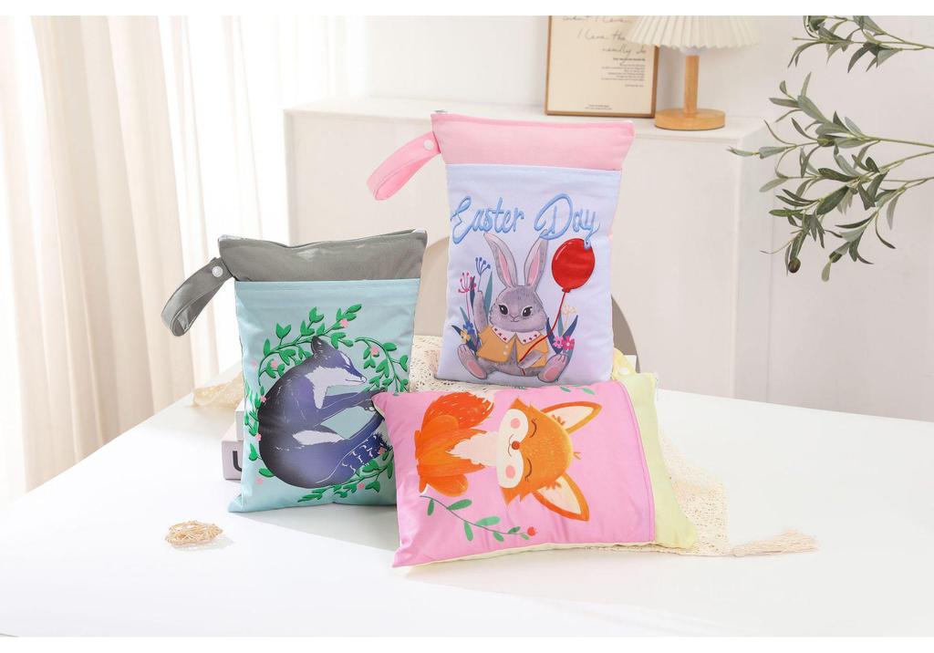 Waterproof Digital Print Color Block Storage Bag with Double Pockets