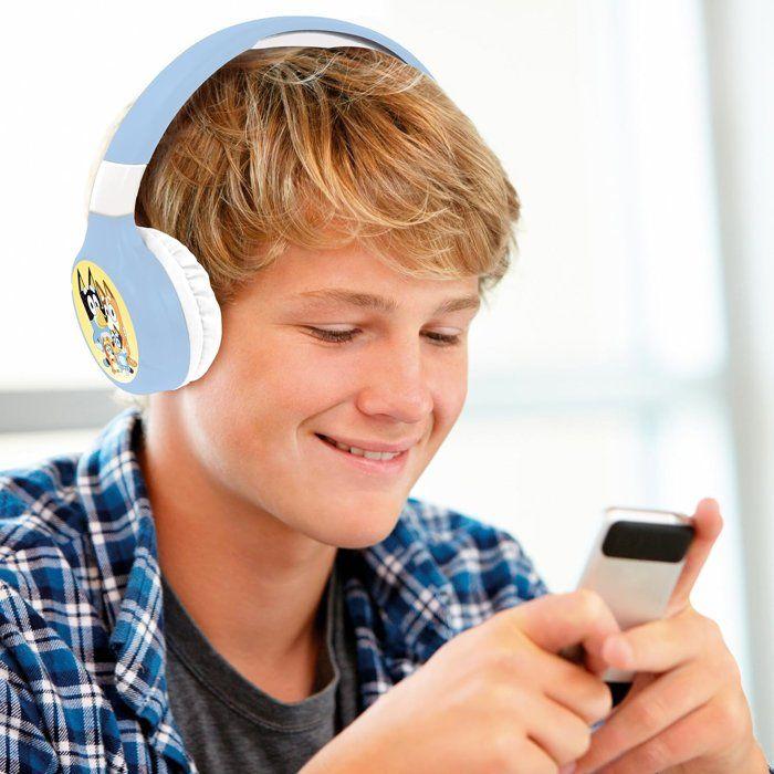 LEXIBOOK - Casque 2 en 1 Bluetooth et Filaire confortable et pliable avec limitation de son, design - Bluey
