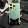 Cute Black Cat Pattern Electroplate Silver Phone Case For iPhone 16 Pro Max 15 Pro 14 13 12 11 7 8 Plus X XS XR Shockproof Cover