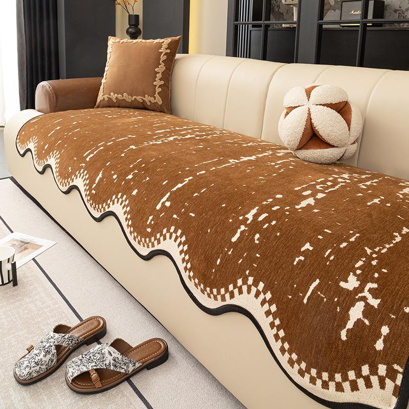 Light Luxury High-End Special-Shaped Sofa Cushion Is Universal In All Seasons  New One-Piece Straight Row Non-Slip Leather Sofa Cover
